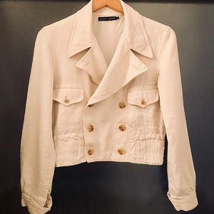 Ivory linen double breasted short  jacket